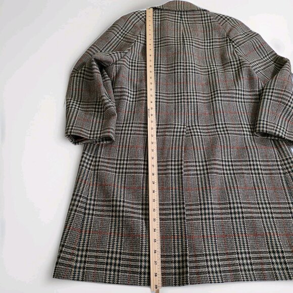 VTG Crombie Wool Coat 44 Glen Plaid LS Lined 1 Vent Buttons Union Made Classic - Picture 6 of 16